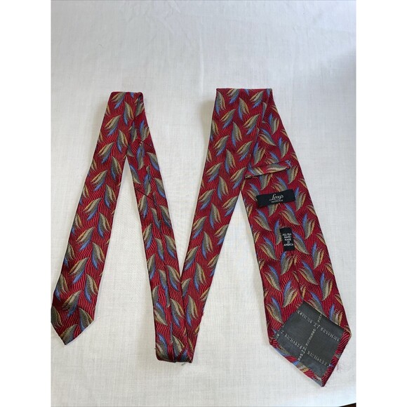 Levy’s Dress Tie Men’s Size 58” Red Floral 100% Silk Designer - Picture 7 of 12